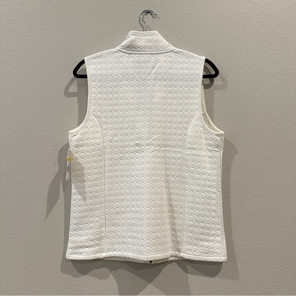 NWT Kim Rogers Women's Sleeveless White Full Zipper Vest Honeycomb Pattern sz MP - Picture 6 of 7